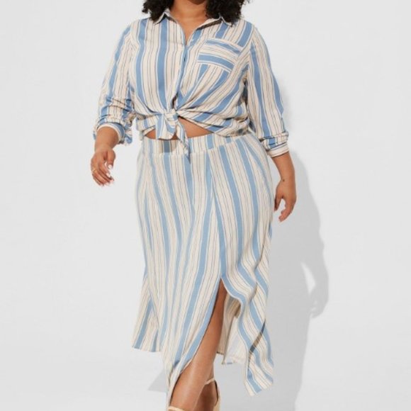 Torrid Maxi Rayon Slub Double Slit Skirt and top set  size 4 NWT - Picture 1 of 3